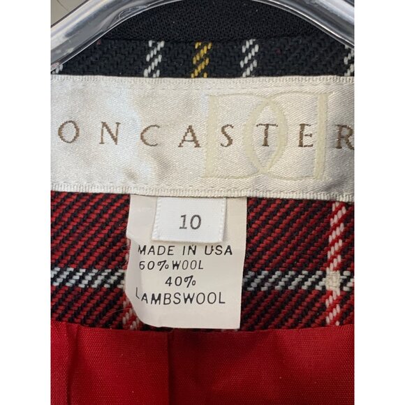 Vintage 90s Doncaster Red Plaid Wool Blazer Jacket Size 8 Button Lined RFF10659 - Picture 4 of 8